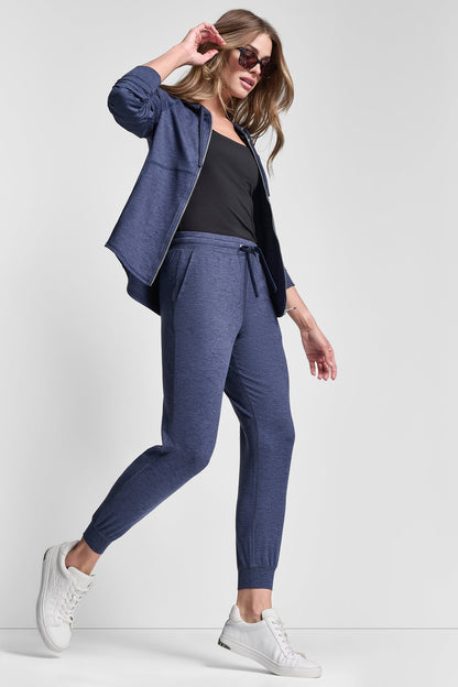 Peacoat Space Dye DKNY CROPPED HIGH-RISE SLIM JOGGER