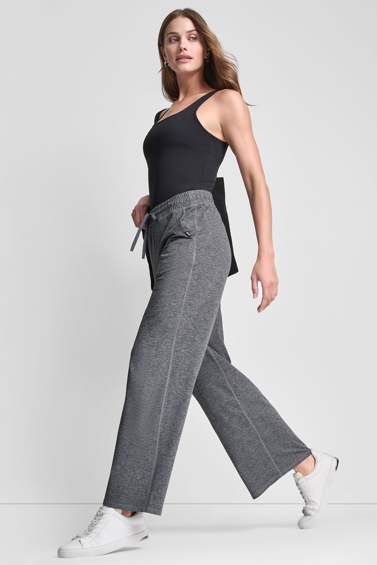 Espresso Spacedye DKNY MID-RISE SPACEDYE WIDE-LEG PANT
