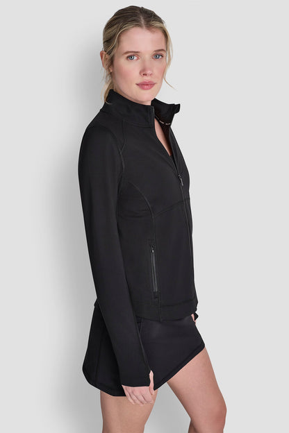 Black DKNY FUNNEL NECK FULL ZIP JACKET