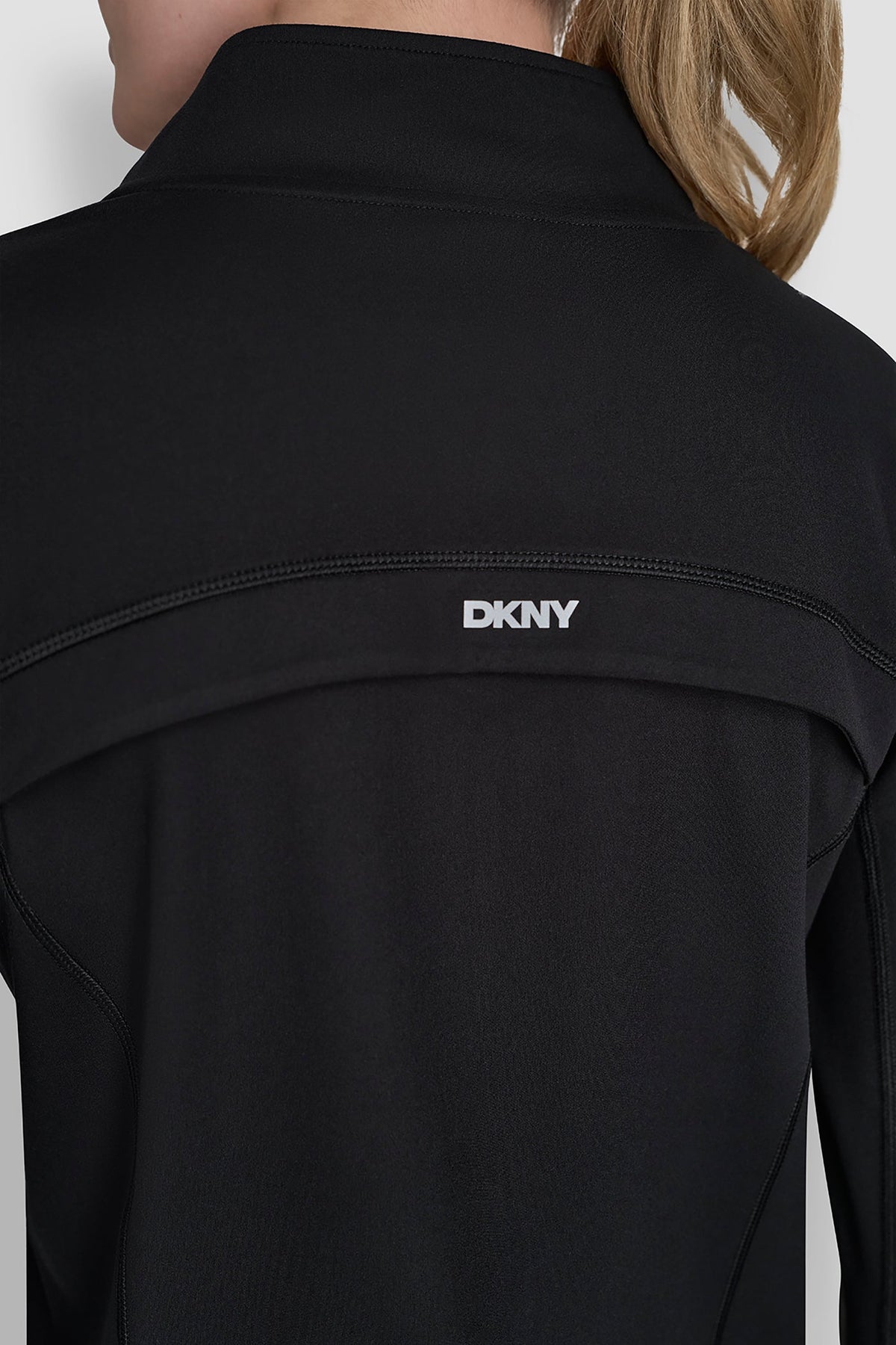 Black DKNY FUNNEL NECK FULL ZIP JACKET