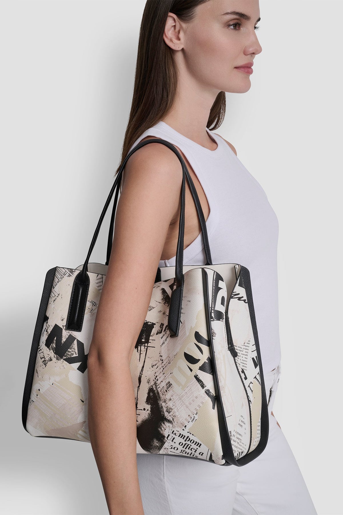 White/Black DKNY JOSIE TOTE
