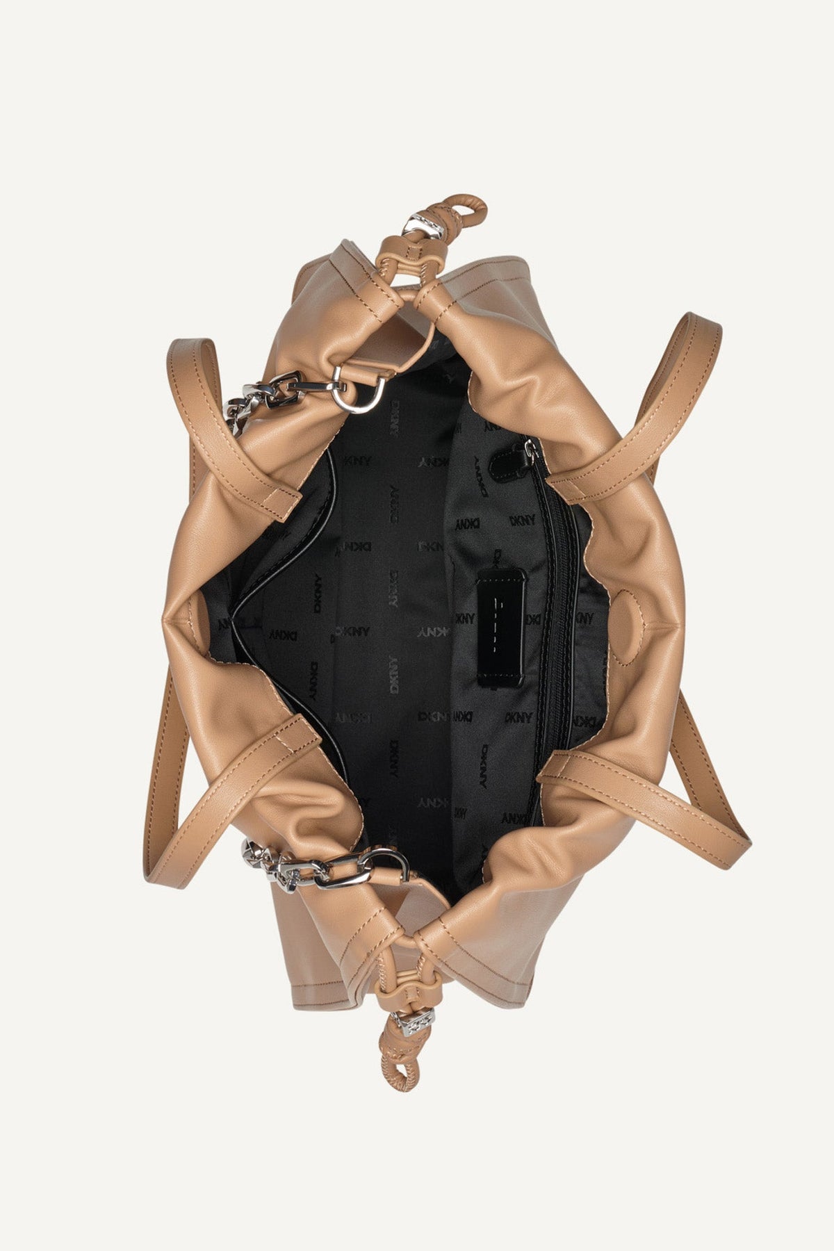 Black/Silver DKNY HALLE DRAWSTRING TOTE