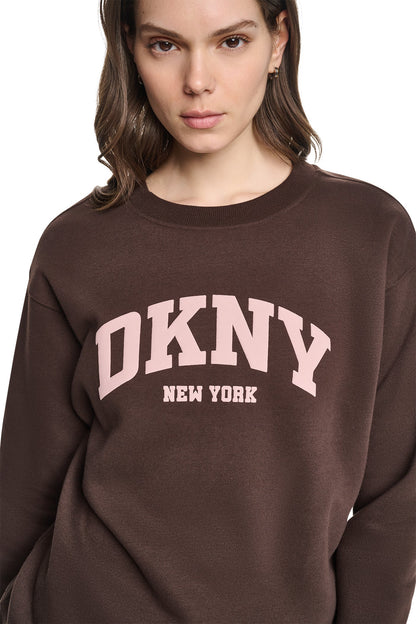 Peacoat/Oat DKNY PUFF VARSITY LOGO PULLOVER