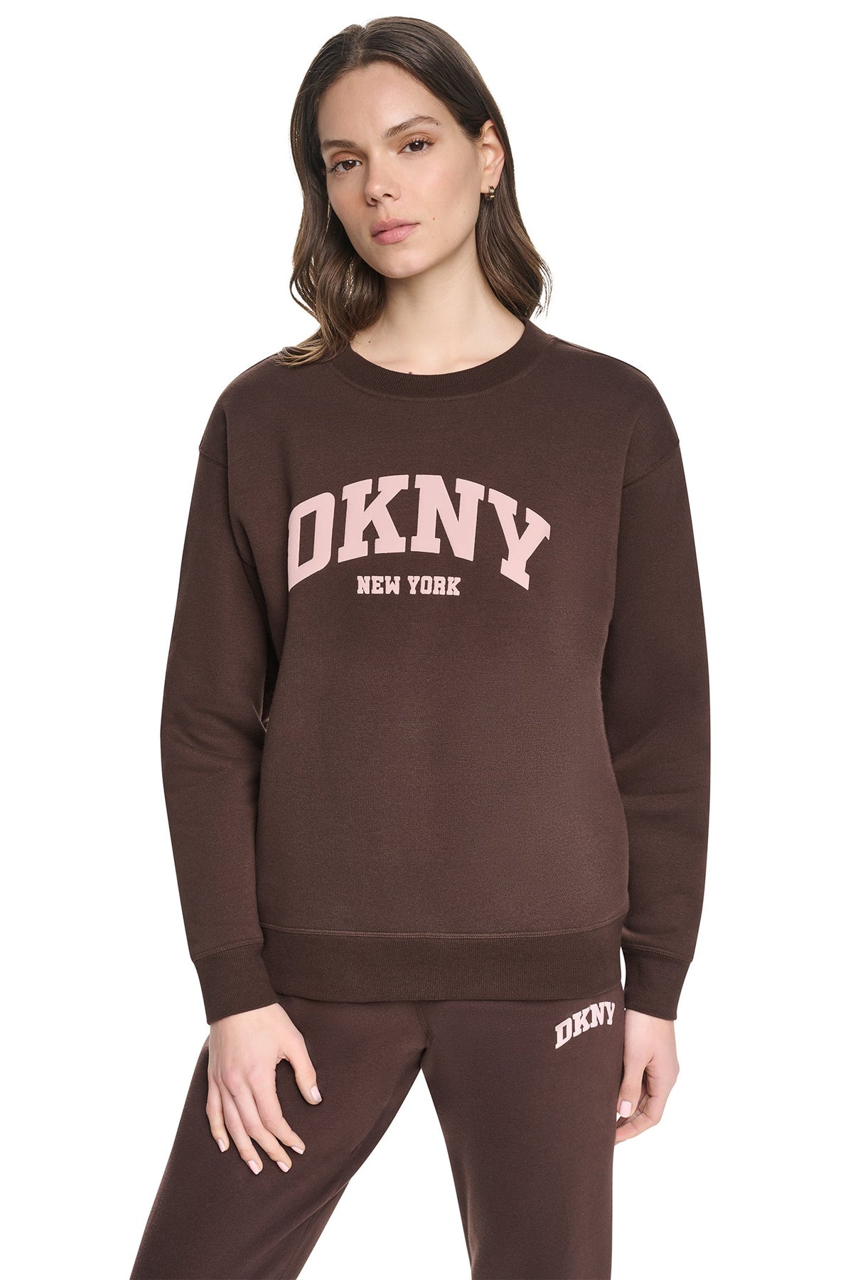 Peacoat/Oat DKNY PUFF VARSITY LOGO PULLOVER
