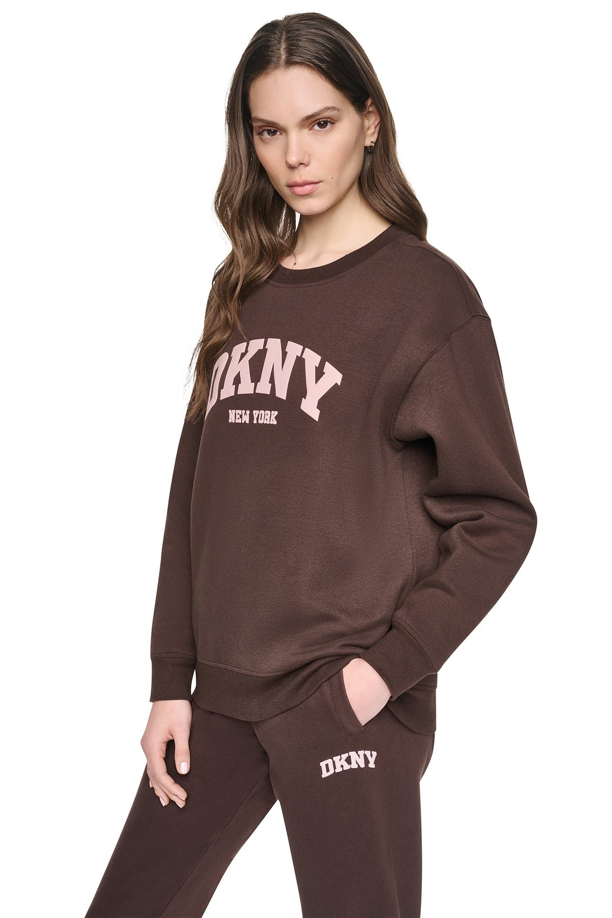 Peacoat/Oat DKNY PUFF VARSITY LOGO PULLOVER