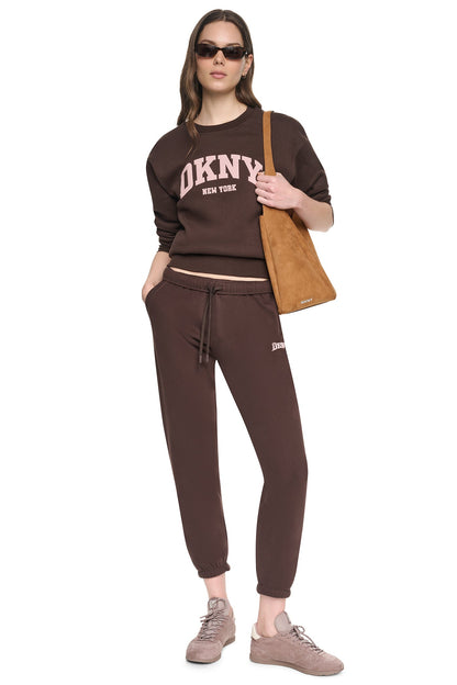 Peacoat/Oat DKNY PUFF VARSITY LOGO PULLOVER