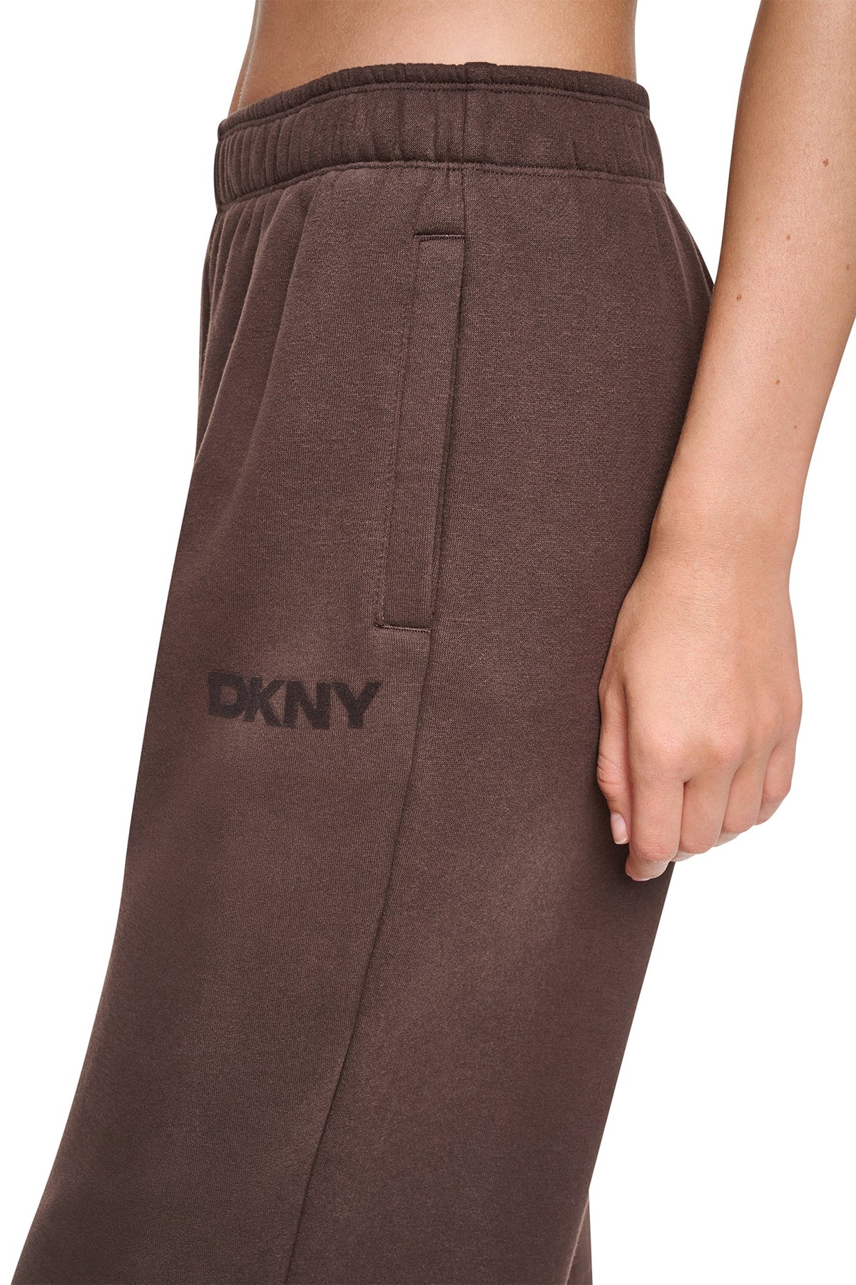 Claret/Taffy DKNY HIGH RISE FLOCKED LOGO RELAXED PANT