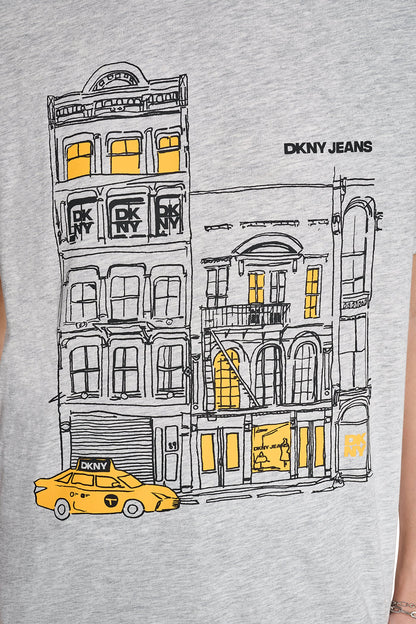 Sky Grey Heather/Taxi Cab DKNY DOWNTOWN SKETCH TEE