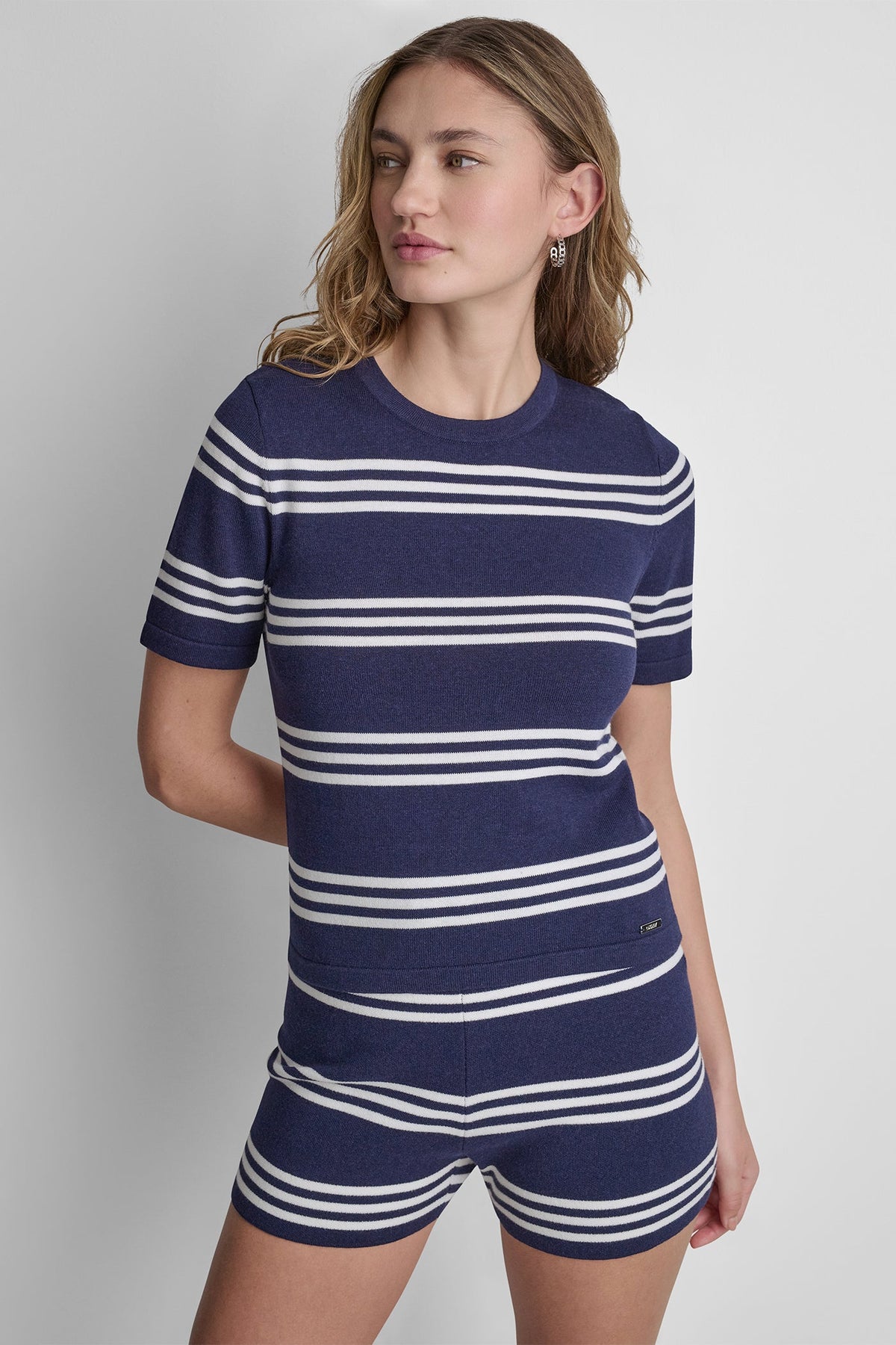 Peacoat/Ivory DKNY ELBOW SLEEVE STRIPED SWEATER