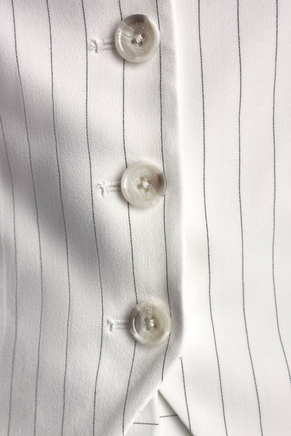 Ivory/Black DKNY STRIPE BUTTON BLAZER VEST