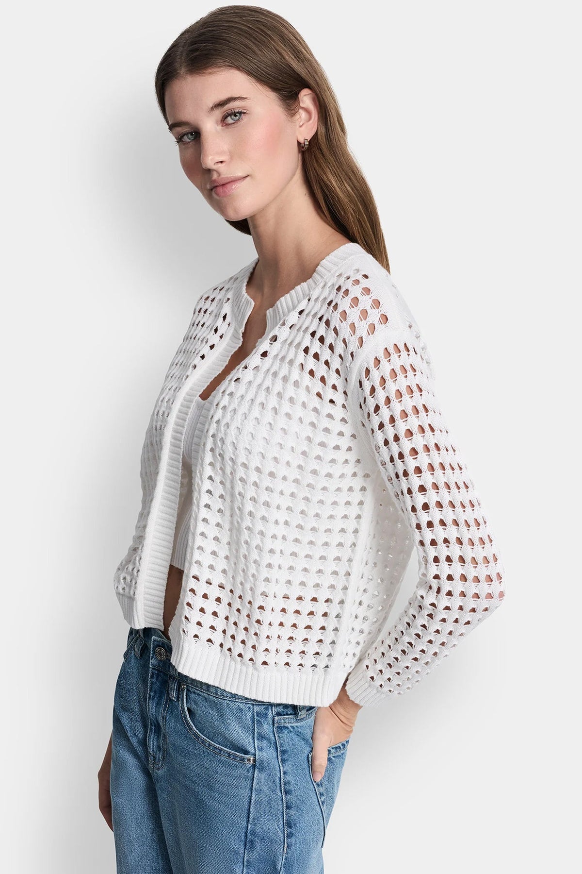 Pebble DKNY OPEN-STITCH CARDIGAN