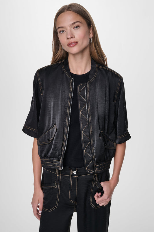 Black DKNY CONTRAST STITCH JACKET
