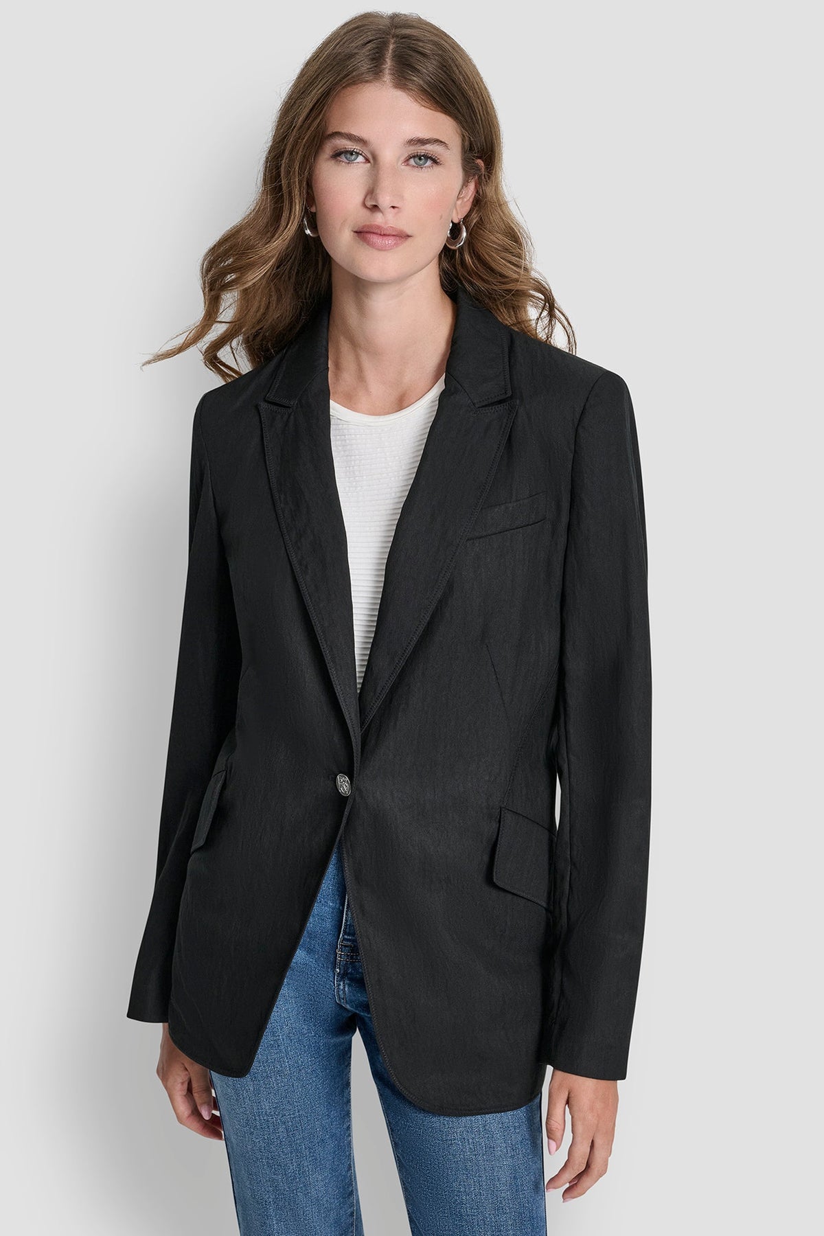 Travertine DKNY ZIG ZAG STITCH BLAZER