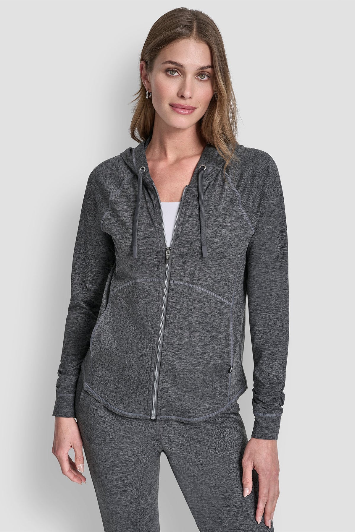 Black Space Dye DKNY SPACE-DYED HOODED JACKET