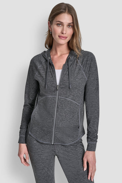 Black Space Dye DKNY SPACE-DYED HOODED JACKET