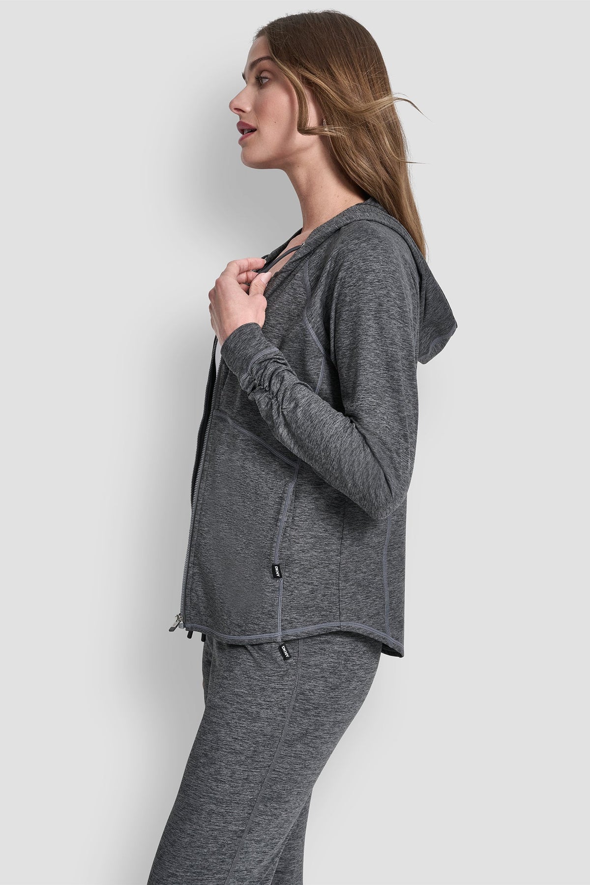 Black Space Dye DKNY SPACE-DYED HOODED JACKET